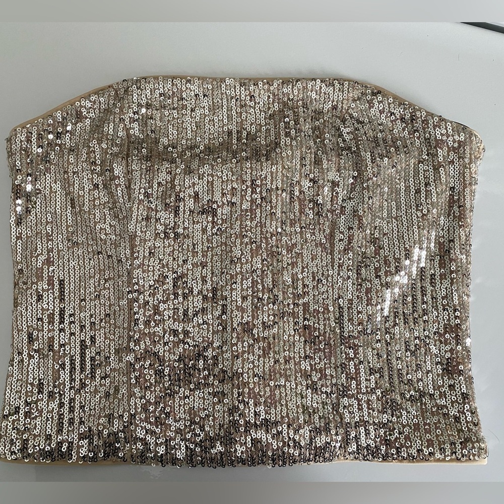 H&M Sequin Cropped Bustier Top Size M